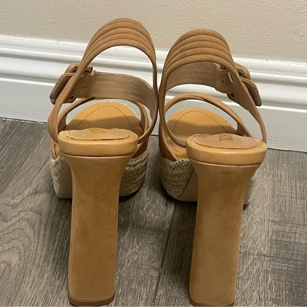 Schutz Women's Blisse Platform Sandal in Nude Caramel Nubuck Cowhide Sz 10 NEW